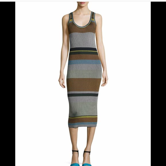 DIANE VON FURSTENBERG Striped Midi Length Dress Size: S - Picture 1 of 6